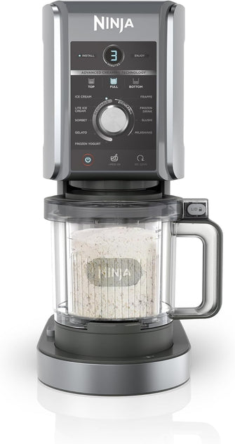 Ninja CREAMi Deluxe Ice Cream Maker - 10 Functions, 3 Tubs, 2-in-1 Flavour Option, Silver (NC501UK)