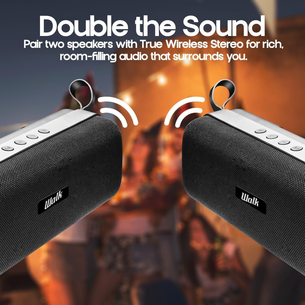 Buy Walk,Walk Audio True Wireless Fabric Bluetooth Speaker – 2 x 5W, TruSound Bass Boost, Built-In Mic & USB Input - Gadcet UK | UK | London | Scotland | Wales| Near Me | Cheap | Pay In 3 | Speakers