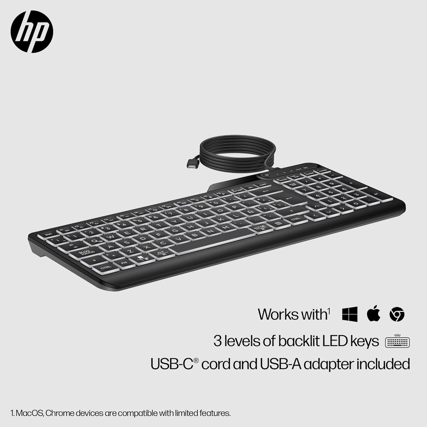 Buy HP,HP 400 Backlit Wired Keyboard – Black, Warm White LED, Slim Design, USB-C + USB-A Compatible - Gadcet UK | UK | London | Scotland | Wales| Near Me | Cheap | Pay In 3 | Keyboards