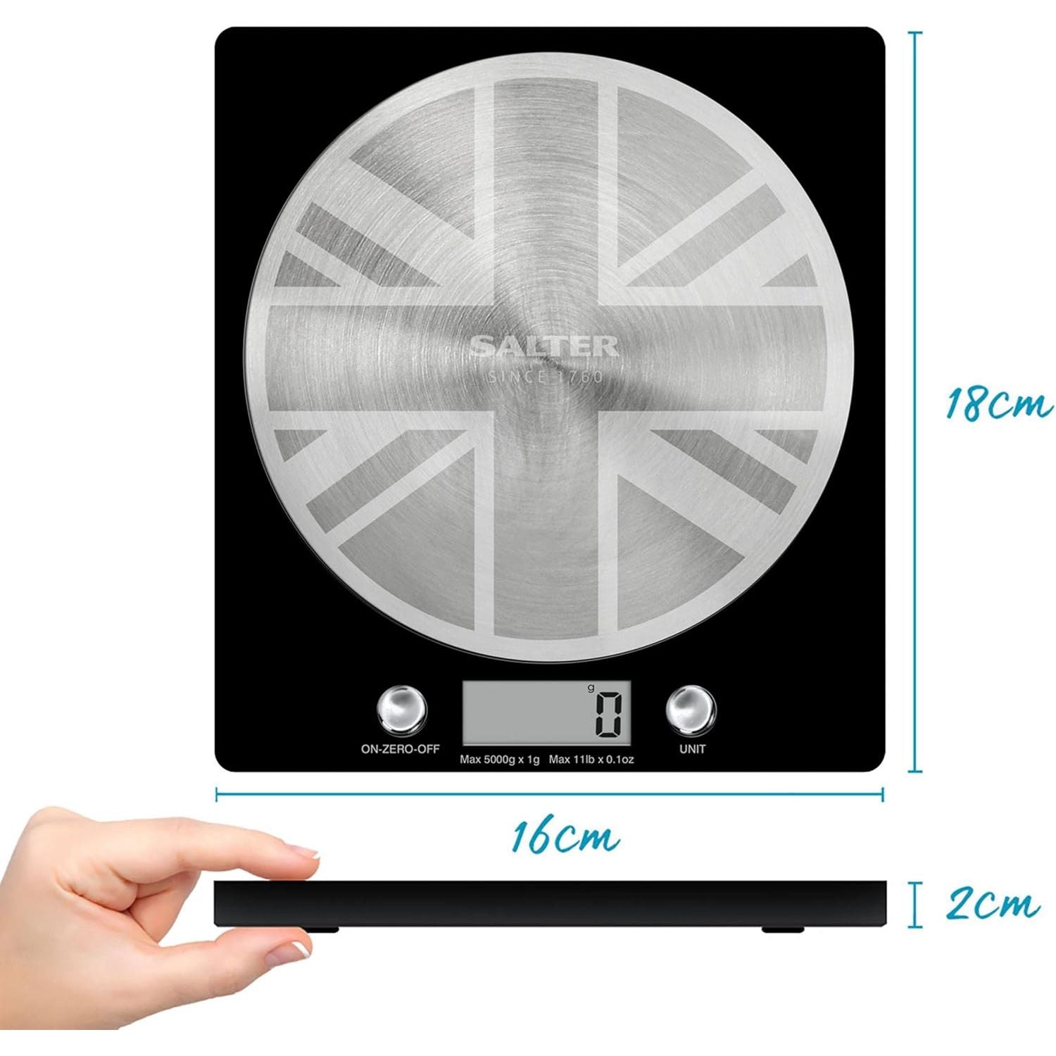Buy Salter,Salter Digital Kitchen Scale – 5kg Capacity, Add & Weigh, Aquatronic for Liquids, LCD Display, Stainless Steel Union Jack Design - Gadcet UK | UK | London | Scotland | Wales| Near Me | Cheap | Pay In 3 | Digital Scales