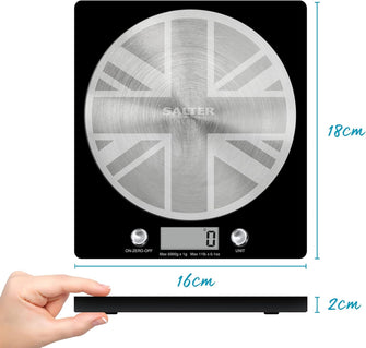 Buy Salter,Salter Digital Kitchen Scale – 5kg Capacity, Add & Weigh, Aquatronic for Liquids, LCD Display, Stainless Steel Union Jack Design - Gadcet UK | UK | London | Scotland | Wales| Near Me | Cheap | Pay In 3 | Digital Scales