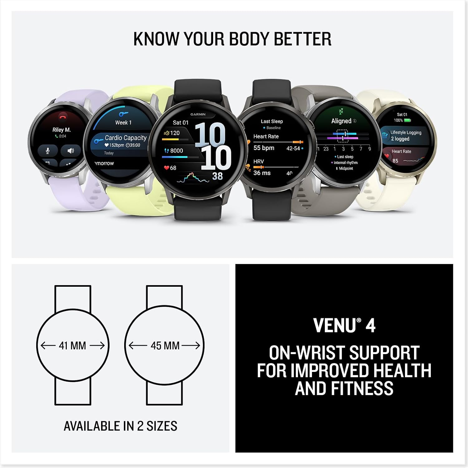 Garmin Venu 4 41mm GPS Smartwatch - Silver/Periwinkle