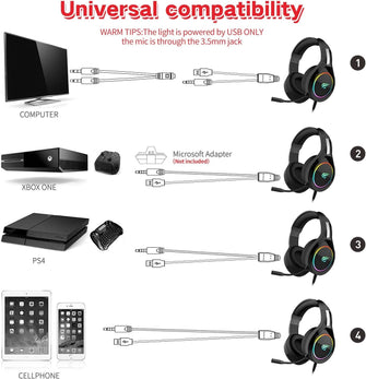 Buy Havit,havit RGB Wired Gaming Headset PC USB 3.5mm XBOX / PS4 / PS5 Headsets with 50MM Driver, Surround Sound & HD Microphone, XBOX Computer Laptop, Black - Gadcet UK | UK | London | Scotland | Wales| Ireland | Near Me | Cheap | Pay In 3 | Headphones & Headsets