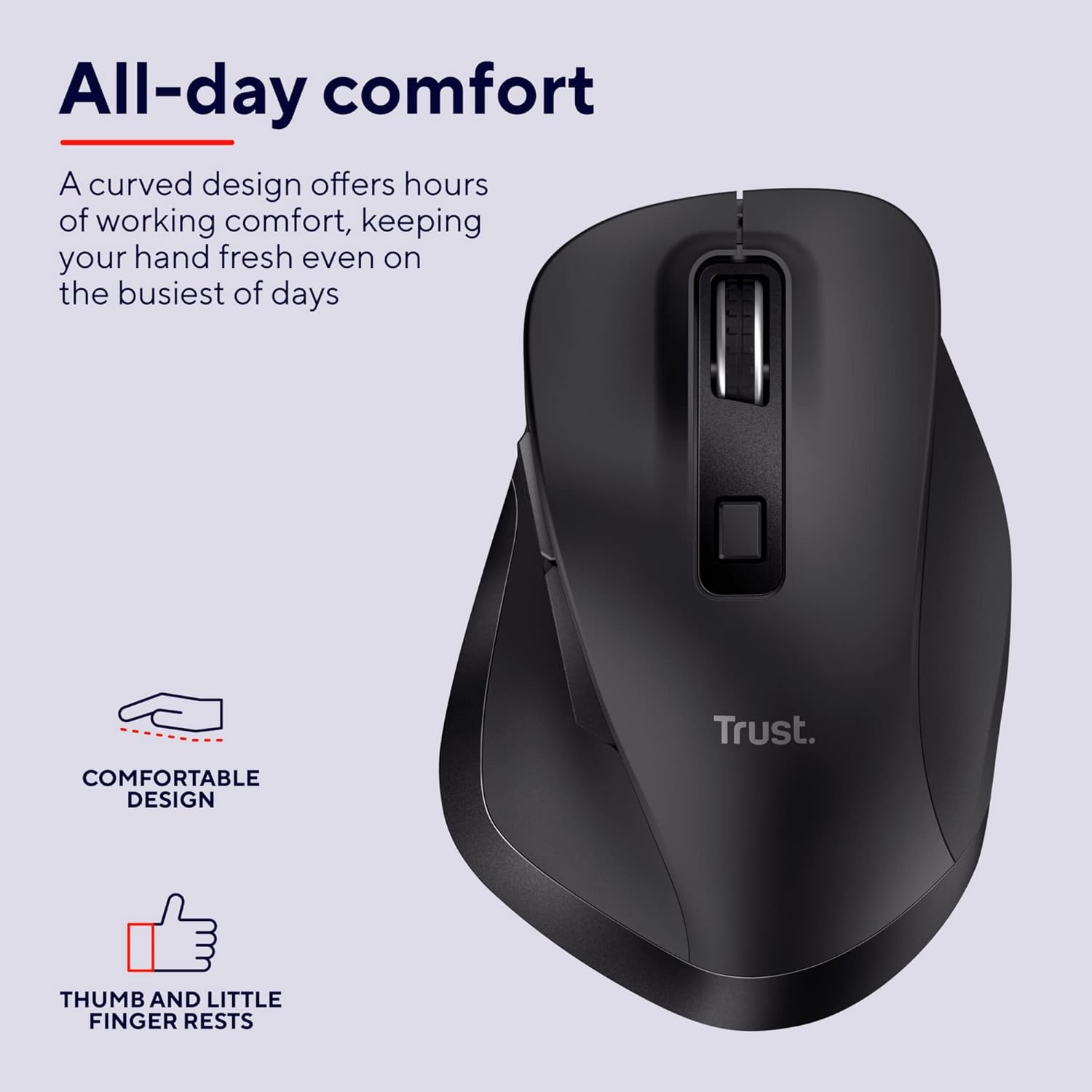 Buy Trust,Trust Fyda Rechargeable Wireless Mouse – 800-2400 DPI, 6 Buttons, Ergonomic Design, Black - Gadcet UK | UK | London | Scotland | Wales| Near Me | Cheap | Pay In 3 | Mice & Trackballs