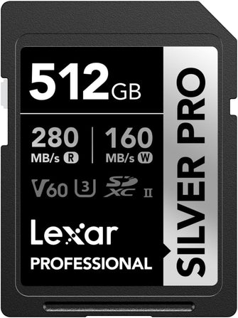 Buy Lexar,Lexar SILVER PRO 512GB SDXC UHS-II Memory Card – V60, U3, Class 10 – Up to 280MB/s Read, 160MB/s Write – For DSLR & Professional Photography - Gadcet UK | UK | London | Scotland | Wales| Near Me | Cheap | Pay In 3 | Flash Memory Cards