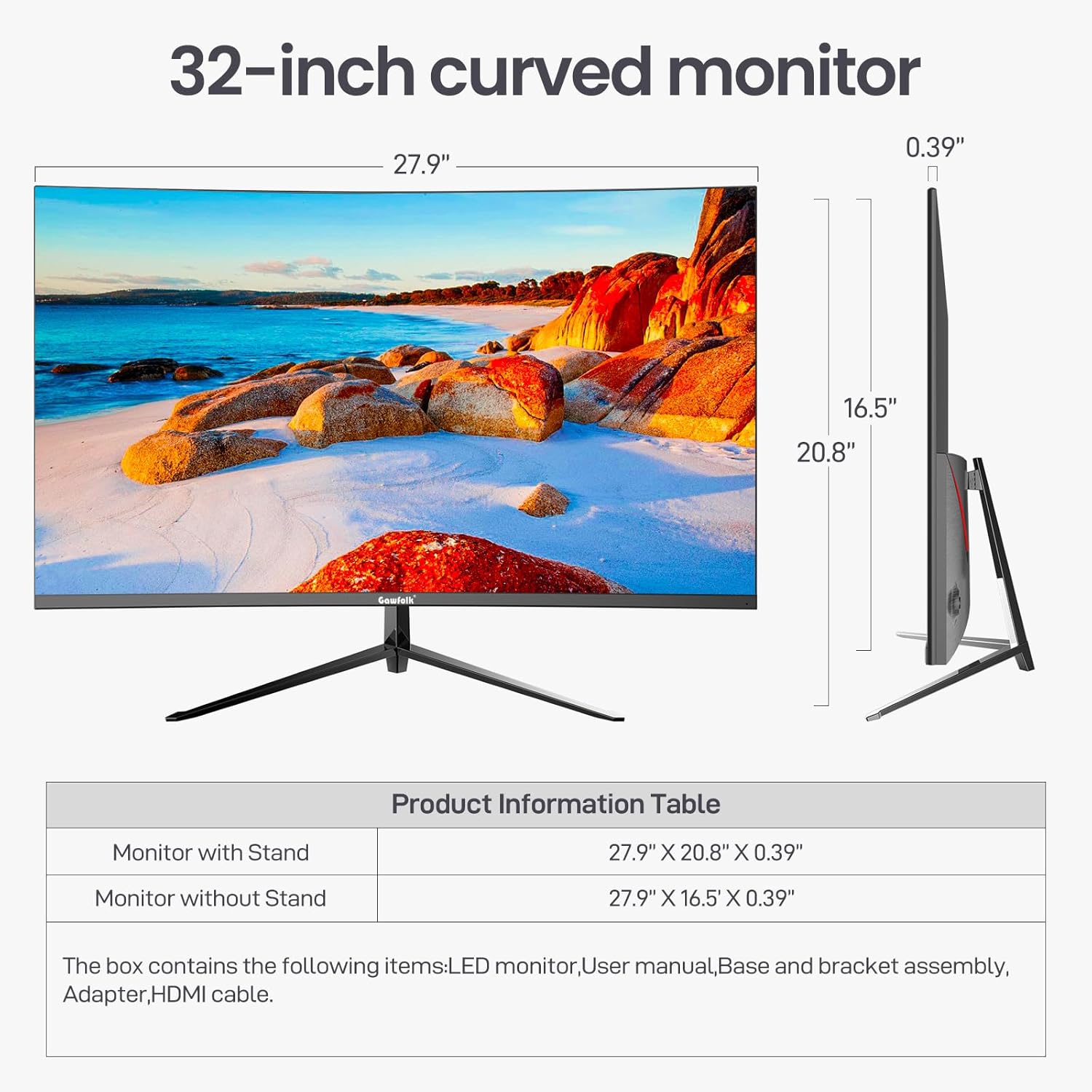 Buy Gawfolk,Gawfolk GF320A 32" FHD 75Hz LED Curved Gaming Monitor - Gadcet UK | UK | London | Scotland | Wales| Near Me | Cheap | Pay In 3 | Computer Monitors