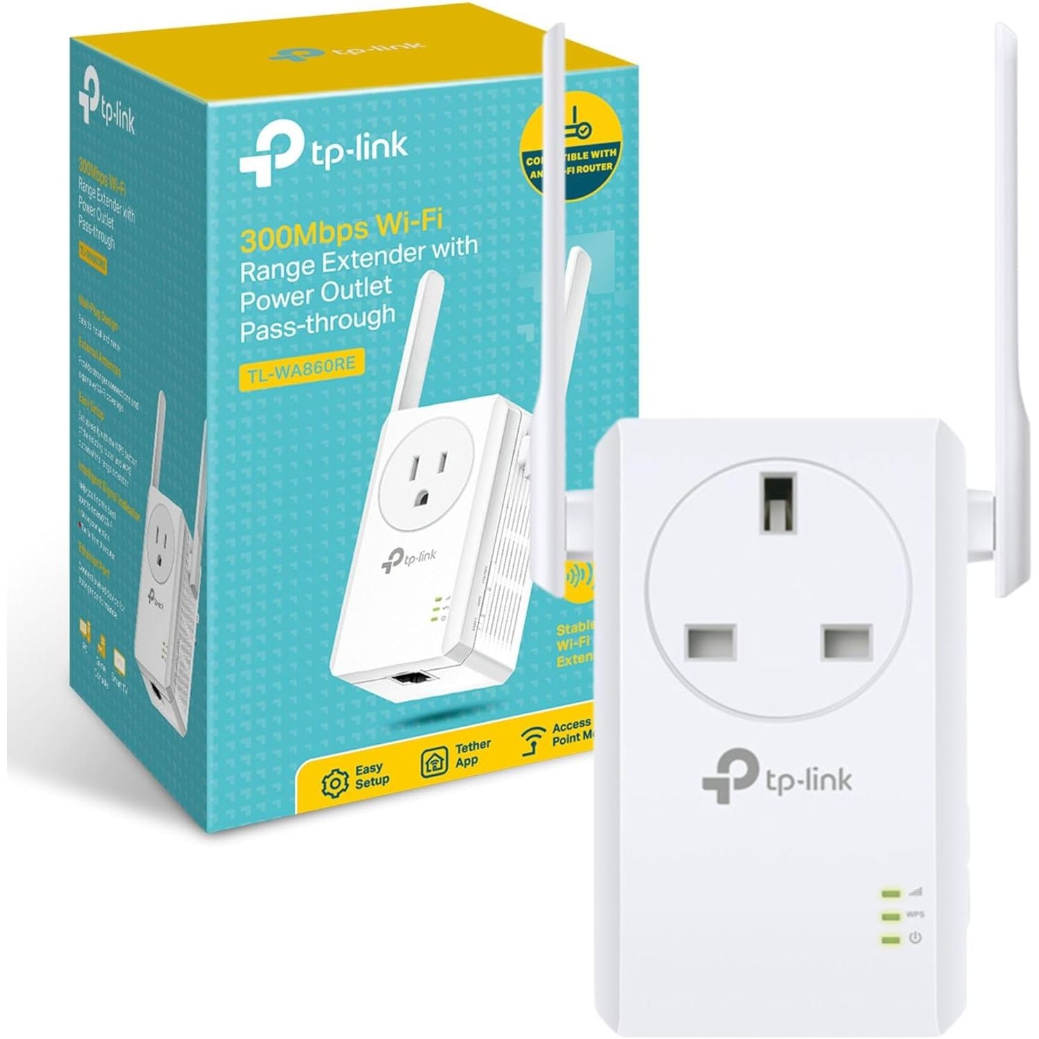 Buy TP-Link,TP-Link TL-WA860RE WiFi Extender Booster – N300Mbps with Passthrough Socket & Ethernet Port - Gadcet UK | UK | London | Scotland | Wales| Near Me | Cheap | Pay In 3 | Network Cards & Adapters