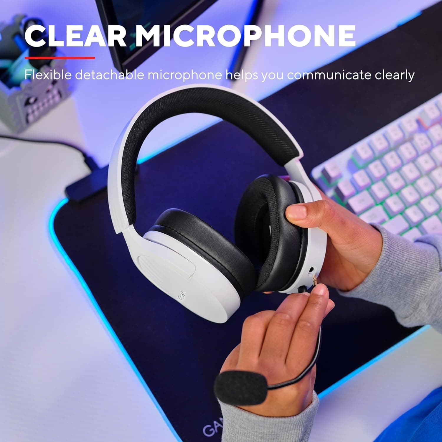 Buy Trust,Trust Gaming GXT 489 Fayzo Gaming Headset for PC, PS5, PS4, Xbox Series X|S, Switch, Mobile, 3.5 mm Jack, 35% Recycled Plastics, Over-Ear Wired Headphones with Noise Cancelling Microphone - White - Gadcet UK | UK | London | Scotland | Wales| Near Me | Cheap | Pay In 3 | Headphones & Headsets