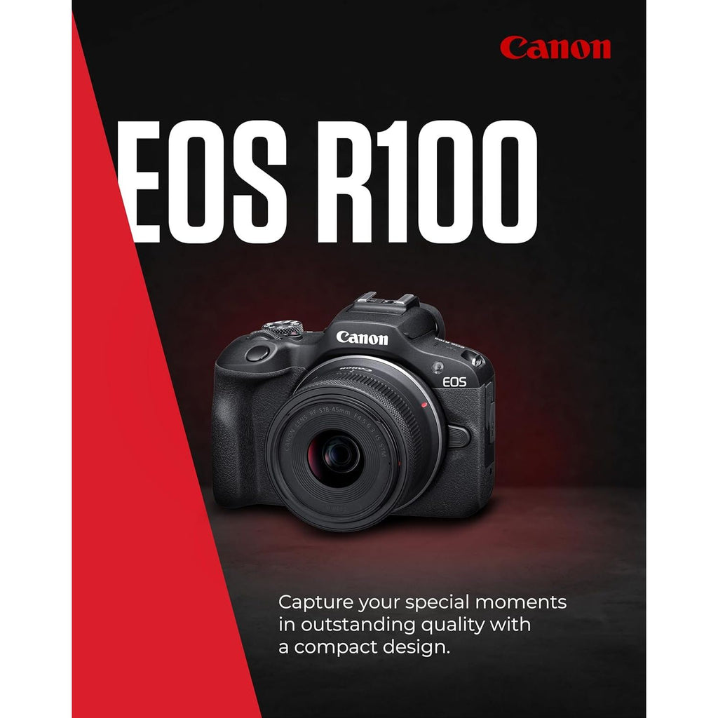 Canon EOS R100 Compact Mirrorless Camera - 24.1MP, 4K, Dual Pixel CMOS ...