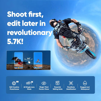 Insta360 X3 – Waterproof 360° Action Camera with 48MP Sensors and 5.7K Video