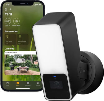 Buy Eve,Eve Outdoor Cam - 1080p Wi-Fi Floodlight Camera with Night Vision, HomeKit Secure Video, Motion Sensor, Two-Way Communication, Flexible Installation - Gadcet UK | UK | London | Scotland | Wales| Near Me | Cheap | Pay In 3 | Surveillance Cameras