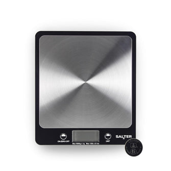 Salter Evo Digital Kitchen Scale – 6kg Capacity, Aquatronic, Add & Weigh, LCD Display – Black