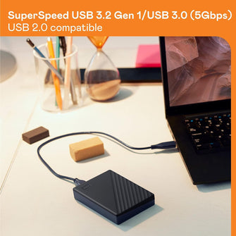 WD 5TB My Passport Portable HDD USB 3.0 with software for device management, backup and password protection, Works with PC, Xbox and Playstation, Black - 5
