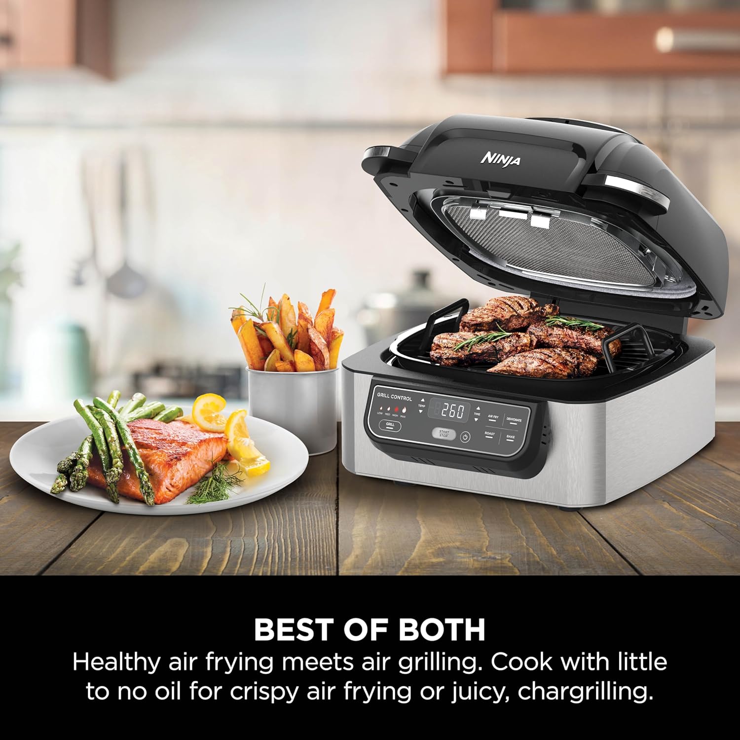 Buy Ninja,Ninja Foodi Health Grill & Air Fryer 5.7L (AG301UK) – 5-in-1 with Cyclonic Air Technology – Air Fry, Grill, Bake, Roast, Dehydrate – Black/Silver - Gadcet UK | UK | London | Scotland | Wales| Near Me | Cheap | Pay In 3 | Air Fryers