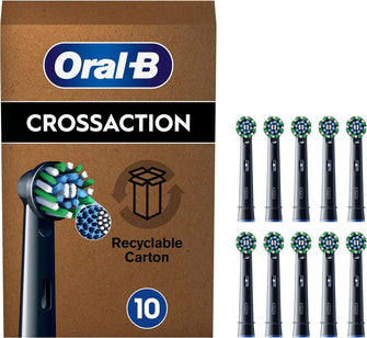 Buy Oral-B,Oral-B Pro Cross Action Electric Toothbrush Head, X-Shape And Angled Bristles for Deeper Plaque Removal, Pack of 10 Toothbrush Heads, Suitable For Mailbox, Black - Gadcet UK | UK | London | Scotland | Wales| Near Me | Cheap | Pay In 3 | Toothbrushes