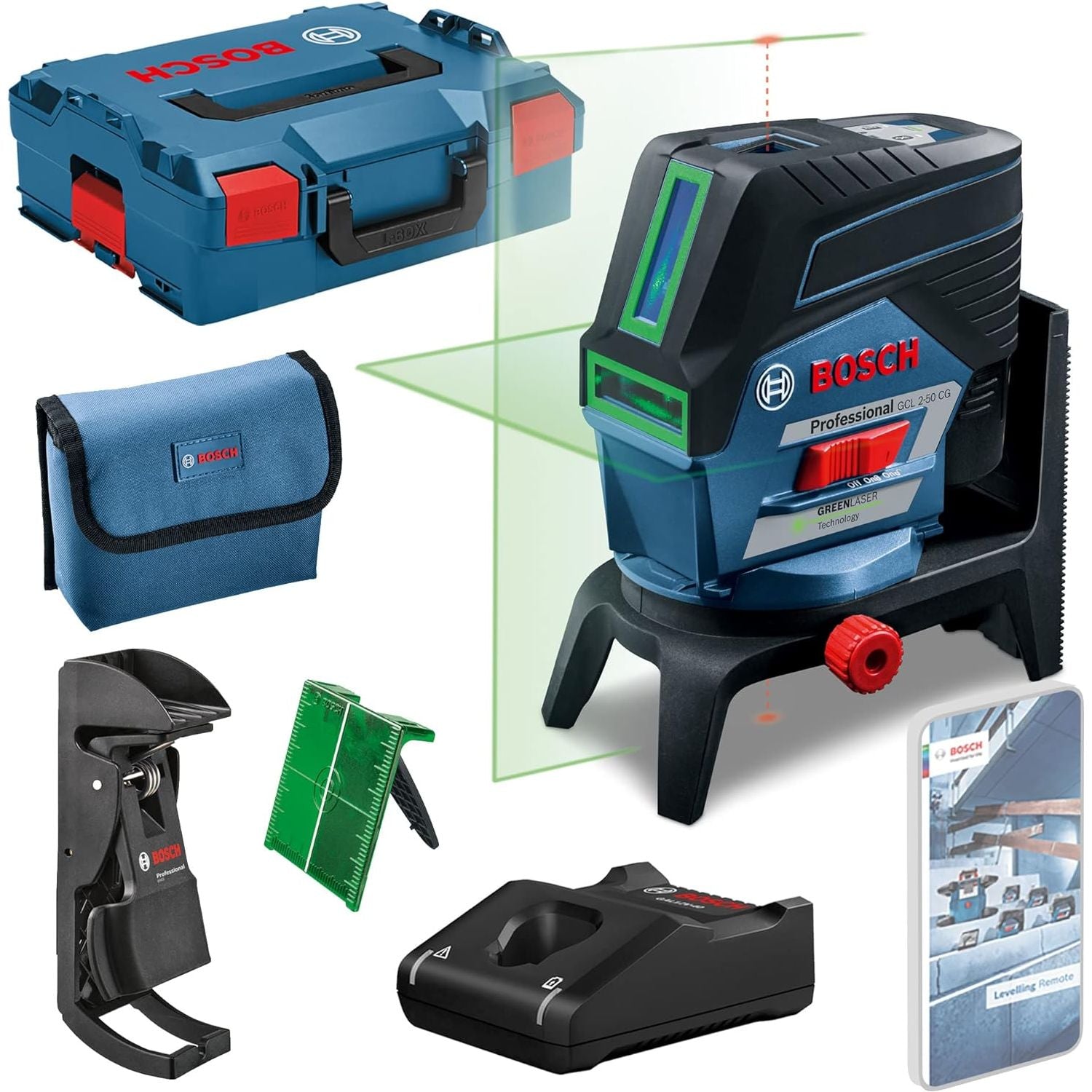 Buy Gadcet UK,Bosch Professional 12V System Laser Level GCL 2-50 CG (1 battery 12V + charger, green laser, interior, w/app function, mount, visible working range: up to 20m, in L-Boxx) - Gadcet UK | UK | London | Scotland | Wales| Near Me | Cheap | Pay In 3 | 