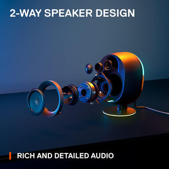Buy SteelSeries,SteelSeries Arena 7 2.1 Gaming Speakers – Illuminated, 2-Way Design, Powerful Bass & Subwoofer, USB, Aux, Optical, Bluetooth, Wired – Compatible with PC, PlayStation, Mobile, Mac – UK Plug - Gadcet UK | UK | London | Scotland | Wales| Near Me | Cheap | Pay In 3 | Bluetooth Speaker