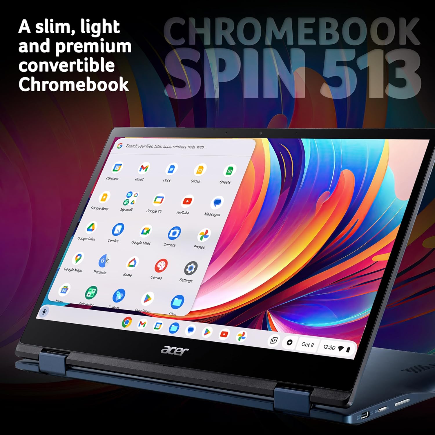 Buy Acer,Acer Chromebook Spin 513 CP513-1H – 13.3" Full HD Touchscreen 2-in-1 Laptop, Qualcomm SC7180, 8GB RAM, 64GB eMMC, Chrome OS – Blue - Gadcet UK | UK | London | Scotland | Wales| Near Me | Cheap | Pay In 3 | Laptops
