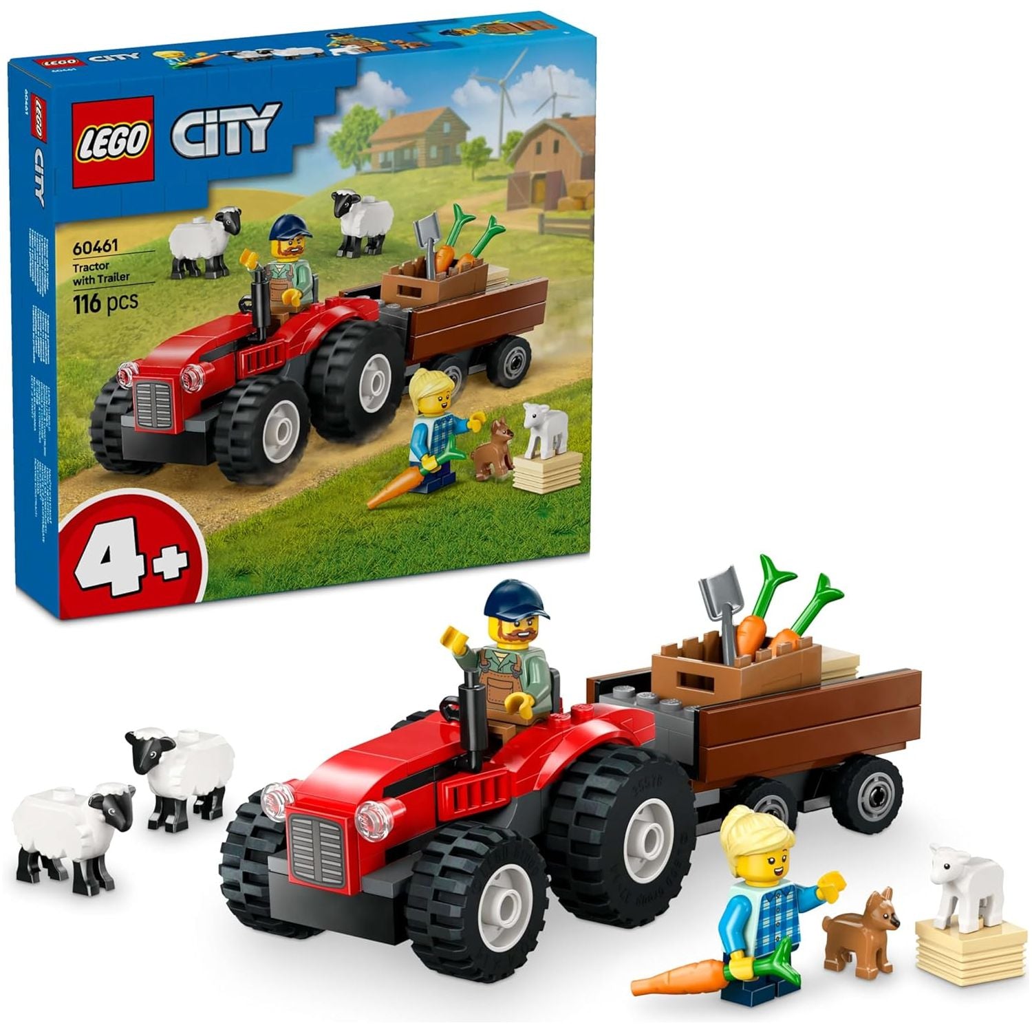 Buy Lego,LEGO City Red Farm Tractor with Trailer & Sheep (60461) – Farm Playset with Animal Figures – Montessori Toy for Kids Aged 4+ - Gadcet UK | UK | London | Scotland | Wales| Near Me | Cheap | Pay In 3 | Building Toys