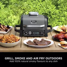 Ninja Woodfire Electric BBQ Grill & Smoker with Cover - Grey
