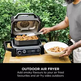 Ninja Woodfire Electric BBQ Grill & Smoker with Cover - Grey