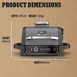Ninja Woodfire Electric BBQ Grill & Smoker with Cover - Grey