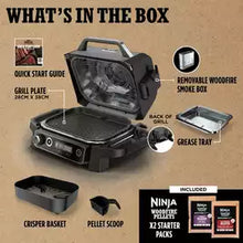 Ninja Woodfire Electric BBQ Grill & Smoker with Cover - Grey