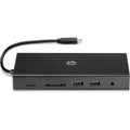 HP Travel USB-C Multiport Hub – Pass-Through Charging, 1Gbps Ethernet, HDMI & VGA, USB & SD Ports, Black
