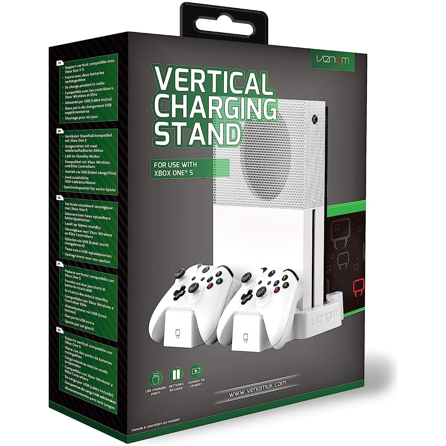 Buy Venom,Venom Xbox One Vertical Charging Stand for Xbox One S - White - Gadcet.com | UK | London | Scotland | Wales| Ireland | Near Me | Cheap | Pay In 3 | Game Controller Accessories