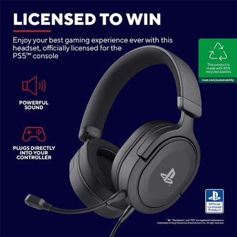 Buy Trust Gaming,Trust Gaming GXT 498 Forta [Officially Licensed for PlayStation 5] Sustainable Gaming Headset for PS5 / PS4, 1.2m Cable, 50mm Drivers, Detachable Microphone, Wired Over-Ear Headphones - Black - Gadcet UK | UK | London | Scotland | Wales| Ireland | Near Me | Cheap | Pay In 3 | Headphones & Headsets