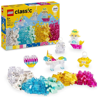 LEGO Classic Magical Transparent Box – Colorful Building Bricks & Keyring Clips Set (11040)