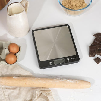 Salter Evo Digital Kitchen Scale – 6kg Capacity, Aquatronic, Add & Weigh, LCD Display – Black