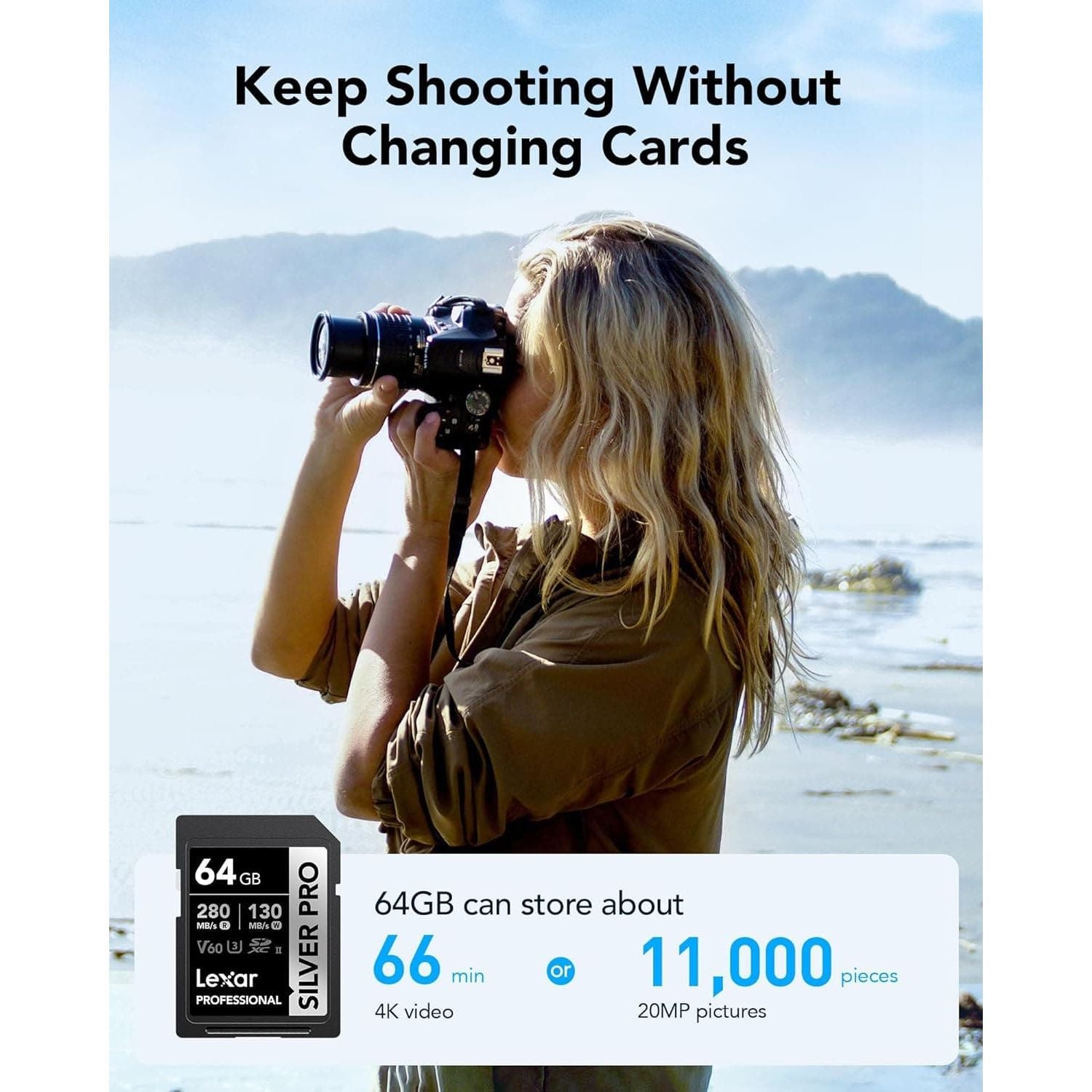 Buy Lexar,Lexar Silver Pro SD Card 64GB, UHS-II Memory Card, V60, U3, C10, SDXC Card, Up To 280MB/s Read, for Professional Photographer, Videographer, Enthusiast (LSDSIPR064G-BNNAA) - Gadcet UK | UK | London | Scotland | Wales| Ireland | Near Me | Cheap | Pay In 3 | Memory Card