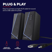 Buy RGB,Trust Gaming GXT 609 Zoxa 2.0 PC Speakers, 12W, RGB Lighting, USB Powered, 3.5mm AUX, Volume Control, Stereo Speakers for Desktop & Laptop - Black - Gadcet UK | UK | London | Scotland | Wales| Near Me | Cheap | Pay In 3 | Speakers