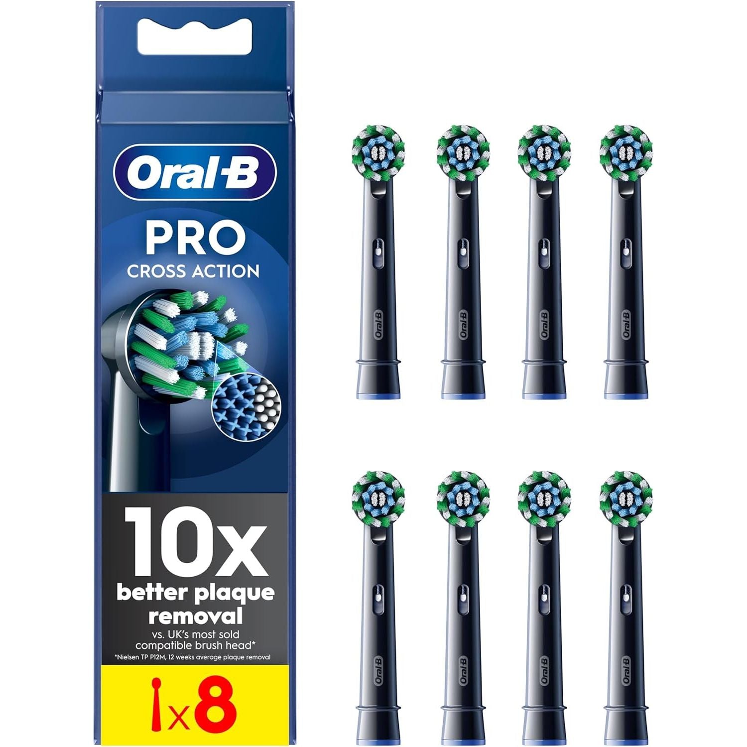 Buy Oral-B,Oral-B Pro Cross Action Toothbrush Heads Black – 8 Pack Replacement Brush Heads - Gadcet UK | UK | London | Scotland | Wales| Near Me | Cheap | Pay In 3 | Toothbrush Replacement Heads
