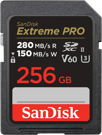 SanDisk Extreme PRO 256GB SDXC Card – UHS-II V60, 280MB/s, 6K/4K UHD, C10 U3, Durable & Shockproof
