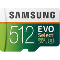 Buy Samsung,Samsung EVO Select 512GB microSD 100MB/s and 90MB/s, speed, full HD & 4K UHD memory card including SD adapter for smartphone, tablet, action camera, drone and notebook - Gadcet UK | UK | London | Scotland | Wales| Ireland | Near Me | Cheap | Pay In 3 | Flash Memory Cards