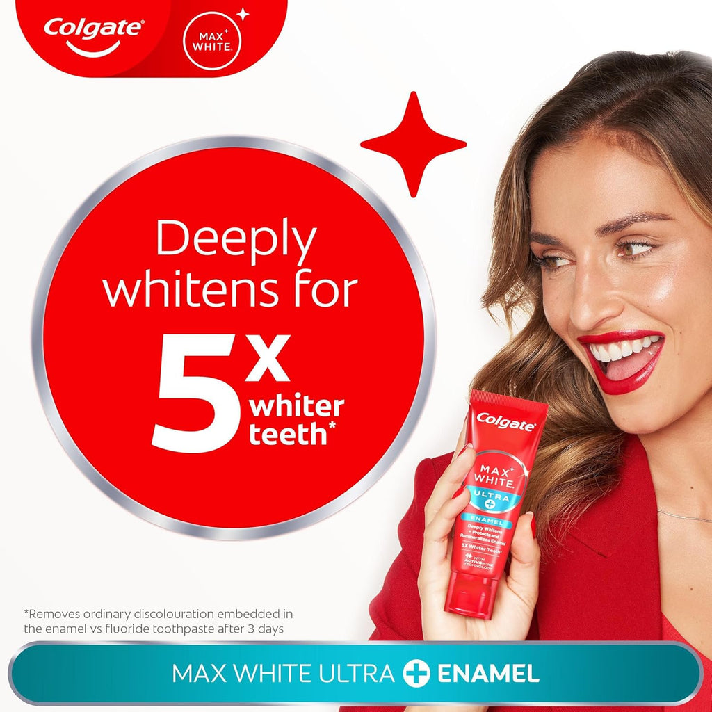 Colgate Max White Ultra+ Enamel Toothpaste 75ml – Whitening & Enamel C ...