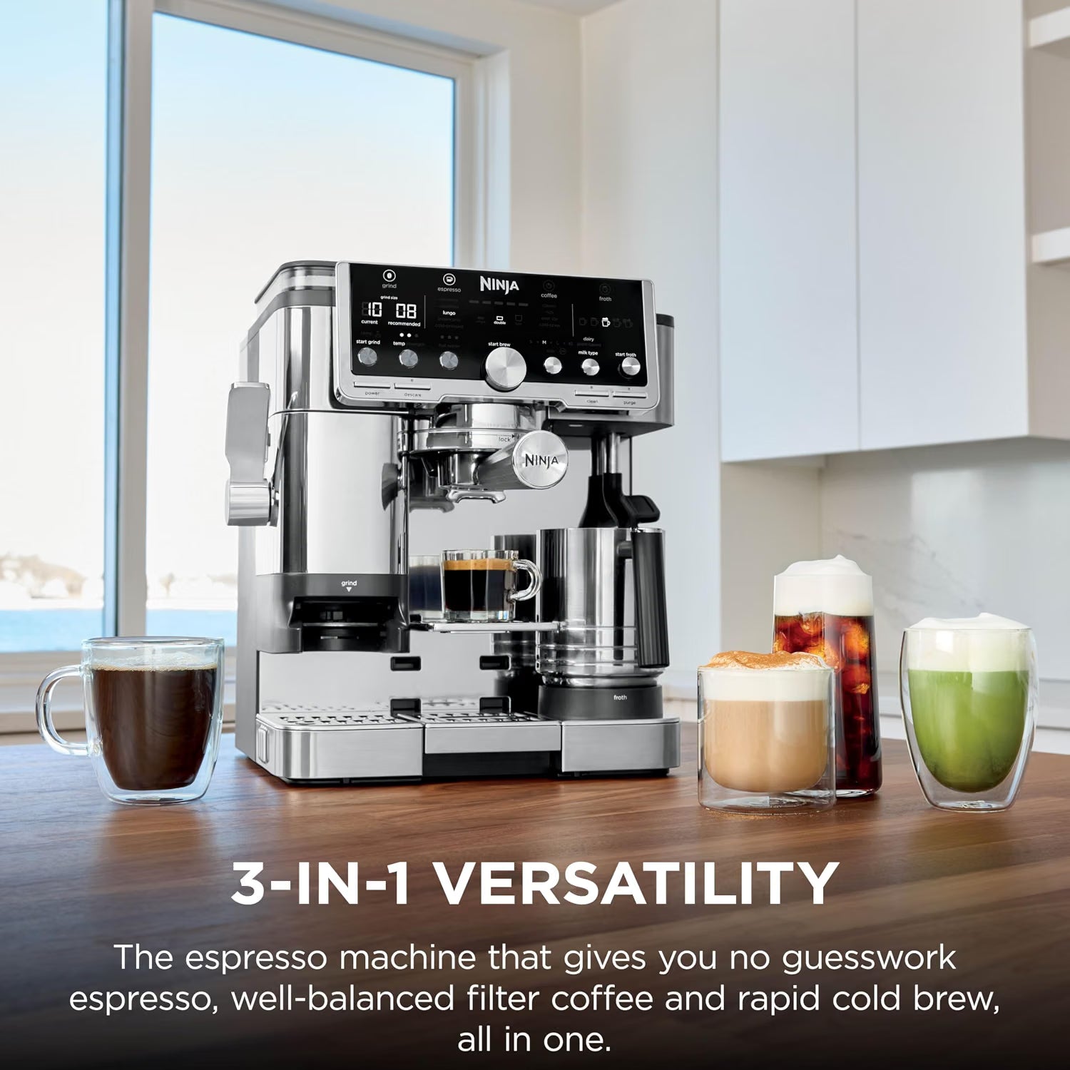 Ninja Luxe Café Pro ES701UK 3-in-1 Coffee Machine – Espresso, Filter Coffee & Cold Brew – Silver / Stainless Steel