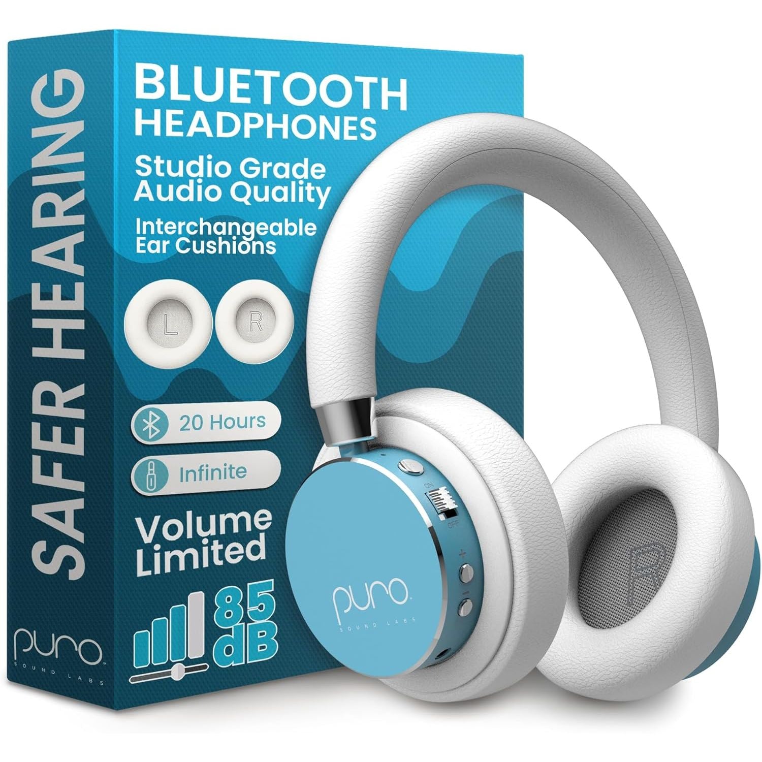 Buy Puro,Puro Sound Labs BT2200 Plus Kids Bluetooth Headphones – Teal | Volume-Limiting 85dB, Studio-Grade Audio, 20-Hour Battery Life, Comfortable Over-Ear Design, Wireless Connectivity - Gadcet UK | UK | London | Scotland | Wales| Near Me | Cheap | Pay In 3 | Over-Ear Headphones