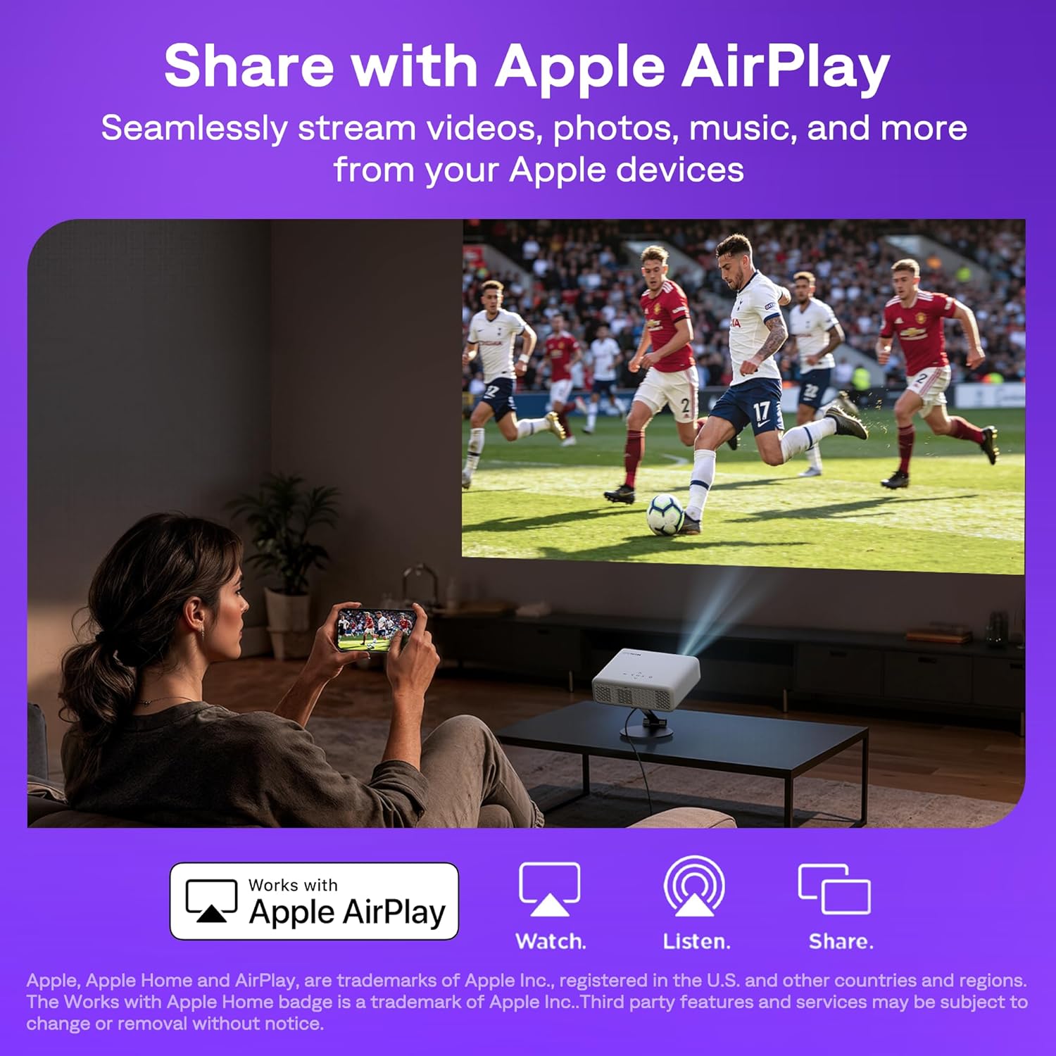 Buy Aurzen,Aurzen Roku TV Smart Projector for Bedroom, Roku Streaming Experience Built-in, 1080P FHD, Dolby Audio, Auto Focus & Keystone, Zoom, Portable Mini Projector for Outdoor Movie, White - Gadcet UK | UK | London | Scotland | Wales| Near Me | Cheap | Pay In 3 | Smart Projector