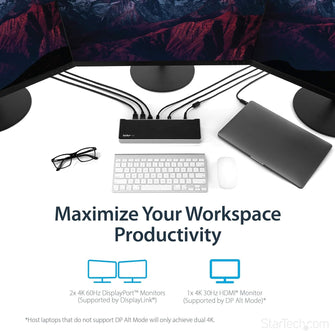 Buy StarTech,StarTech.com USB-C Dock - 4K Triple Monitor Laptop Docking Station with Dual DisplayPort & HDMI - 100W Power Delivery - USB-C, 4x USB-A Hub - USB 3.1 Gen 1 Type-C Dock - Windows & Mac - Gadcet UK | UK | London | Scotland | Wales| Near Me | Cheap | Pay In 3 | Chargers & Docking Stations