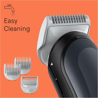 Braun Body Groomer 3 BG3350 - Manscaping Tool with SkinShield Technology, Sensitive Comb, Wet & Dry, 100% Waterproof, UK 2 Pin Plug - Black/Grey