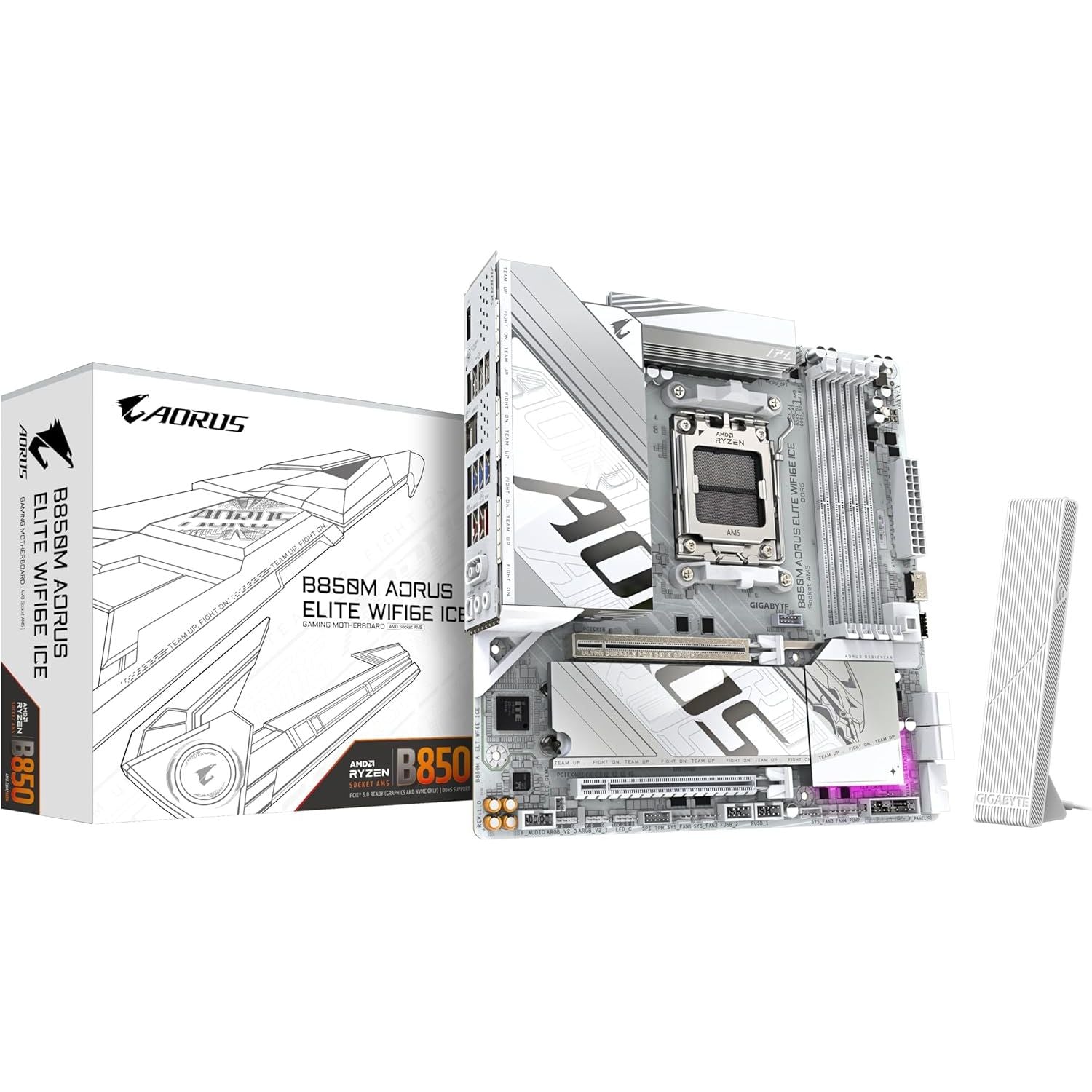 Buy GIGABYTE,GIGABYTE B850M AORUS ELITE WIFI6E ICE Motherboard – AMD AM5 Socket, Supports Ryzen 9000 / 8000 / 7000 Series Processors, DDR5, PCIe 5.0, WiFi 7, 2.5G LAN - Gadcet UK | UK | London | Scotland | Wales| Near Me | Cheap | Pay In 3 | Motherboards