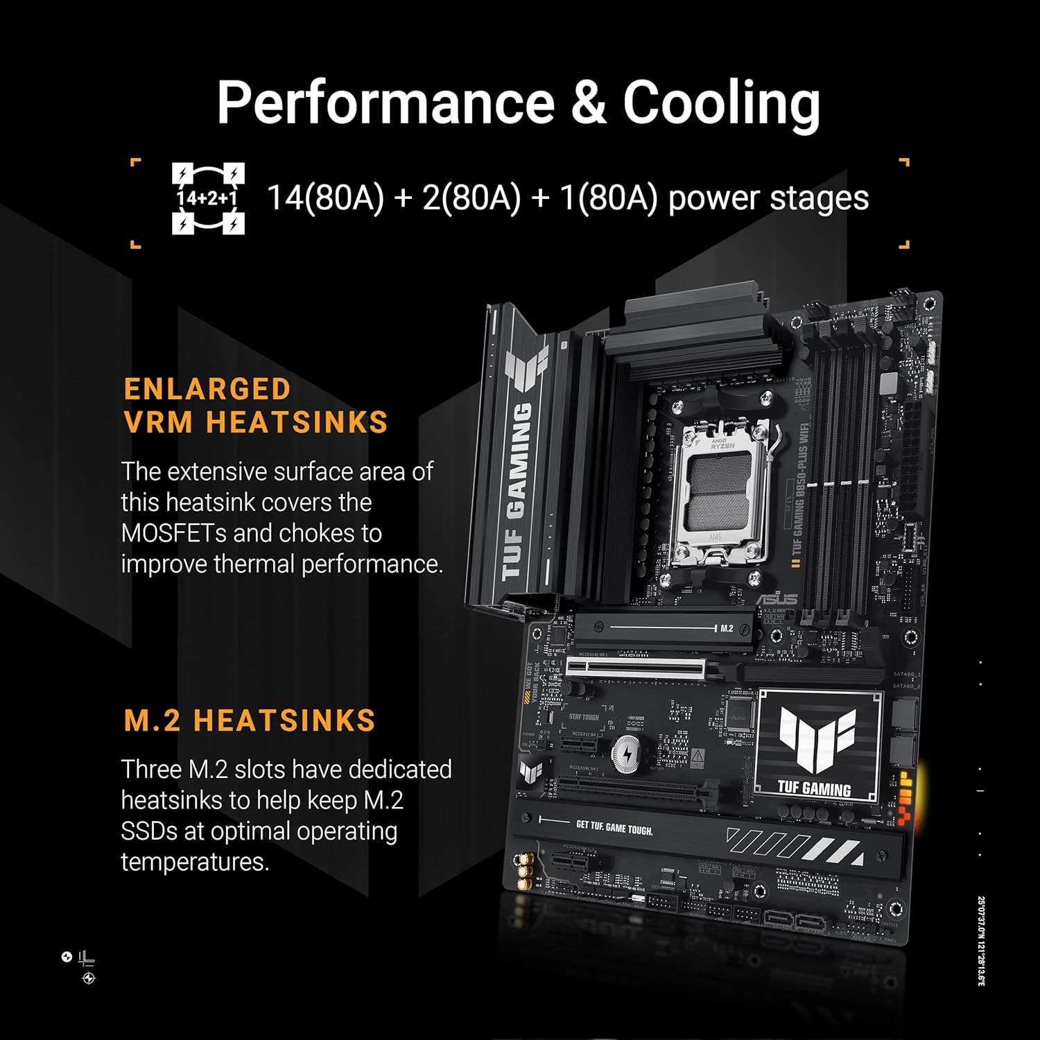 Buy ASUS,ASUS TUF GAMING B850-PLUS WIFI AMD ATX Motherboard | 14+2+1 80A Power Stages, DDR5, PCIe 5.0 Ready, 3× M.2 Slots, Wi-Fi 7, 2.5Gb LAN, USB-C 20Gbps, Aura Sync RGB - Gadcet UK | UK | London | Scotland | Wales| Near Me | Cheap | Pay In 3 | Motherboards