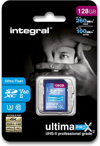 Buy Integral,Integral 128GB UHS-II SD Card V60 Up to 260MBs Read and 100MBs Write Speed 1733X SDXC Professional High Speed Memory Card - Gadcet UK | UK | London | Scotland | Wales| Near Me | Cheap | Pay In 3 | Flash Memory Cards
