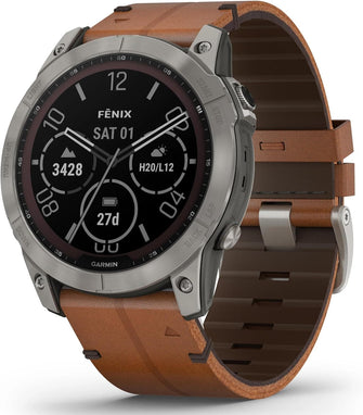 Buy Garmin,Garmin Fenix® 7X Sapphire Solar Edition Titanium with Chestnut Graphite Band Smartwatch - Gadcet UK | UK | London | Scotland | Wales| Ireland | Near Me | Cheap | Pay In 3 | Watches