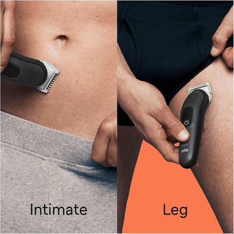 Braun Body Groomer 3 BG3350 - Manscaping Tool with SkinShield Technology, Sensitive Comb, Wet & Dry, 100% Waterproof, UK 2 Pin Plug - Black/Grey