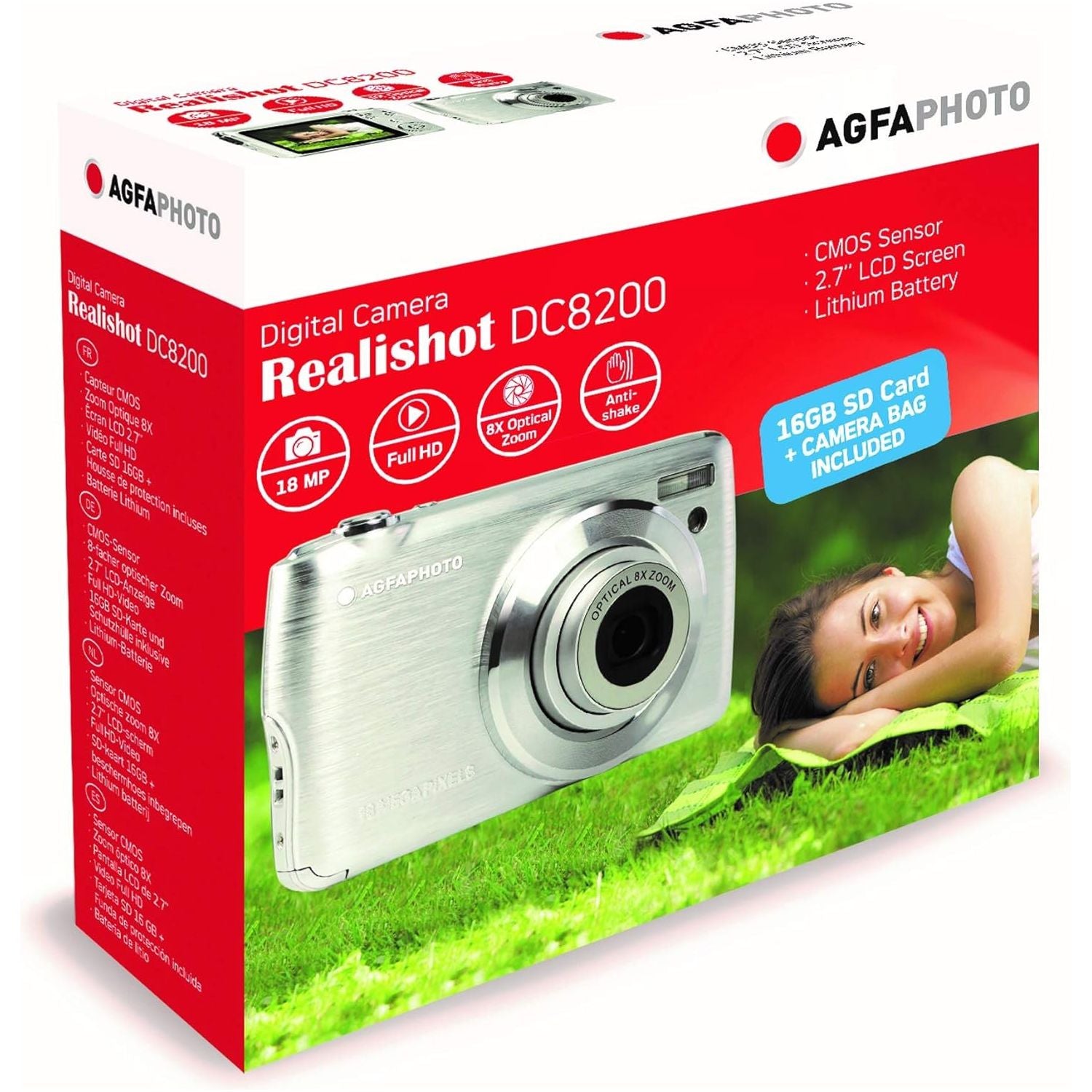 Buy Gadcet,AGFA PHOTO Realishot DC8200 Compact Digital Camera – 18MP, Full HD, 8x Optical Zoom, 2.7" LCD, Silver - Gadcet UK | UK | London | Scotland | Wales| Near Me | Cheap | Pay In 3 | Compact Digital Cameras