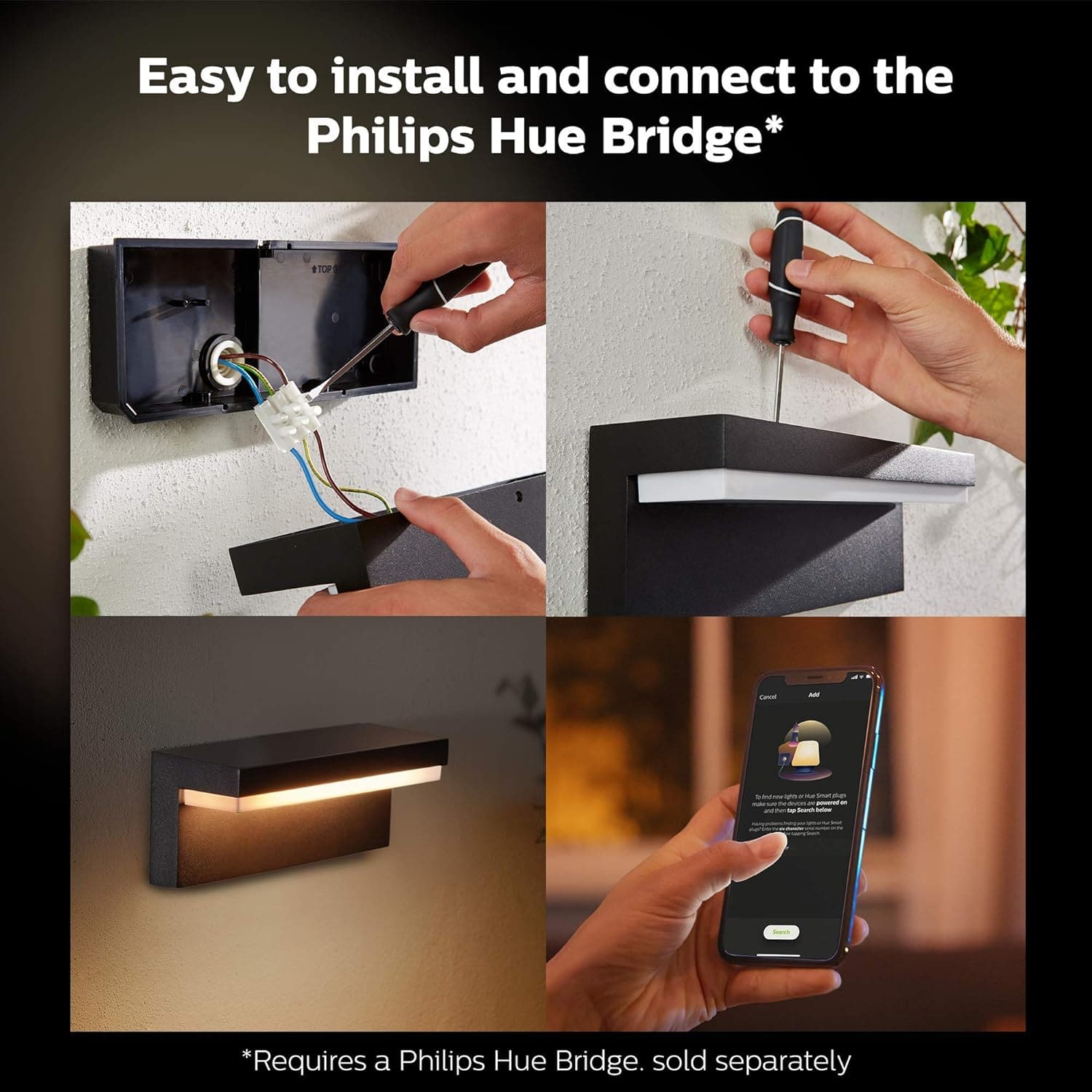 Buy Philips Hue,Philips Hue Nyro White and Colour Ambiance LED Smart Outdoor Wall Light for Garden, Patio. [Black] Compatible with Alexa, Google Assistant and Apple HomeKit - Gadcet UK | UK | London | Scotland | Wales| Ireland | Near Me | Cheap | Pay In 3 | Lighting Accessories